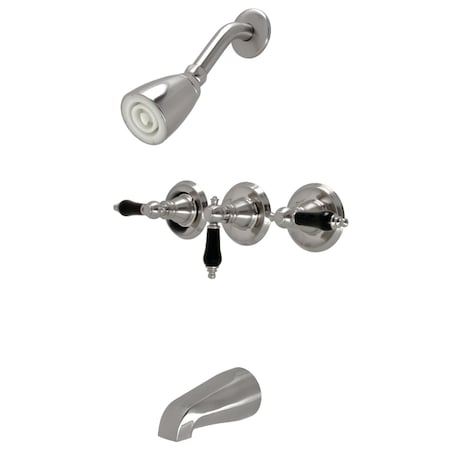 Kingston Brass ThreeHandle Tub and Shower Faucet, Brushed Nickel KB238AKL